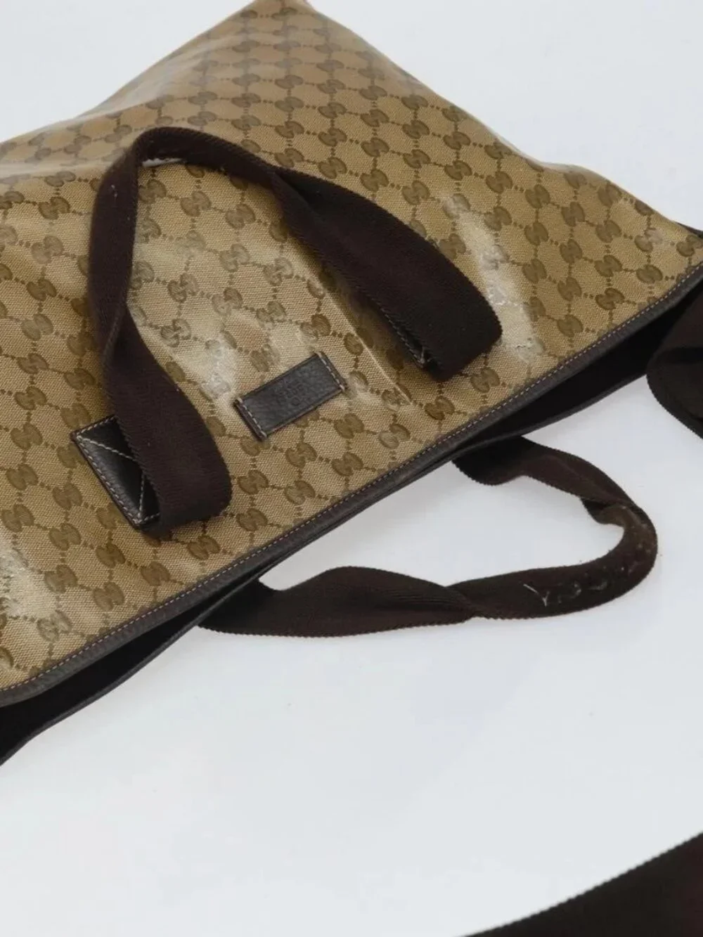 GUCCI GG Crystal Tote Bag Coated Canvas Brown 257298 Auth 155244